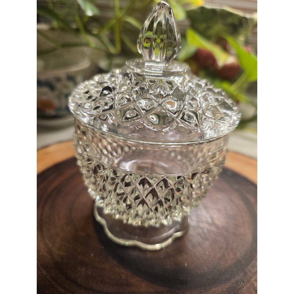 Vintage Anchor Hocking Wexford Sugar Bowl w/ Lid 1960s Pressed Glass